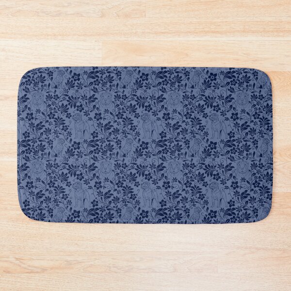 Item preview, Shar Pei Floral Silhouette Pattern | Wrinkly Dog Botanical Design in Blue designed and sold by WildLakePatterns.