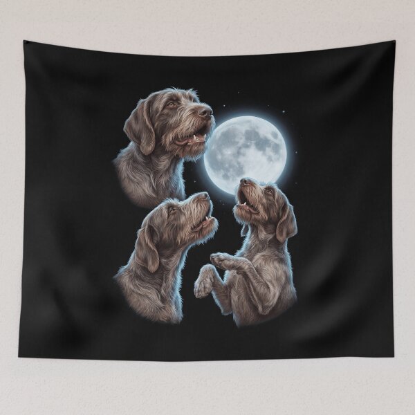 Item preview, Wirehaired Pointing Griffon Howling Moon Art Dog Owner designed and sold by TerryConnells.