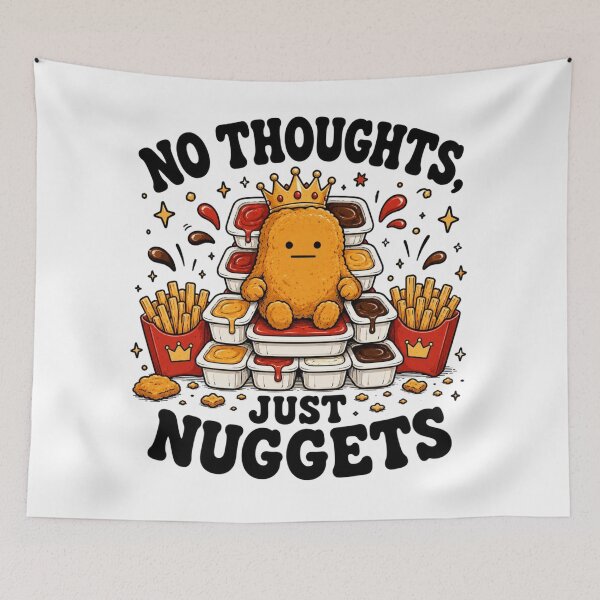 Item preview, Funny Chicken Nugget No Thoughts Food Art designed and sold by InkNovaLab.