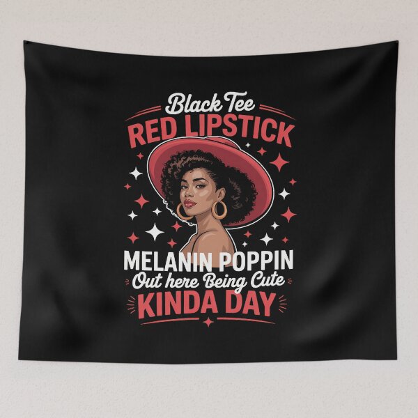 Item preview, Black Tee Red Lipstick Melanin Poppin Black History designed and sold by SapfireStuArt.