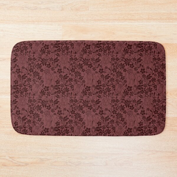 Item preview, Shar Pei Floral Silhouette Pattern | Wrinkly Dog Botanical Design in Red designed and sold by WildLakePatterns.
