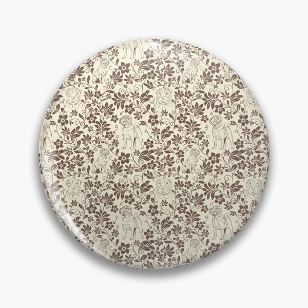 Item preview, Shar Pei Floral Silhouette Pattern | Wrinkly Dog Botanical Design in Sepia designed and sold by WildLakePatterns.