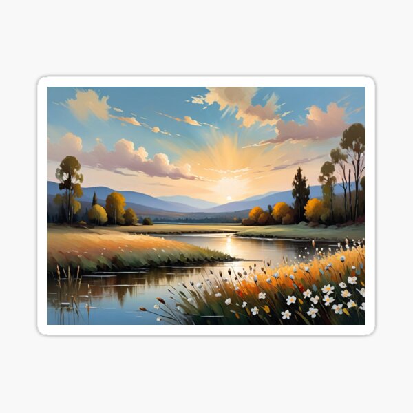 Item preview, Serenity by the Meadow Stream designed and sold by Undersea Ai Art.