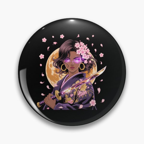 Item preview, Black Woman Japanese Anime Samurai Girl Black Cat designed and sold by SapfireStuArt.