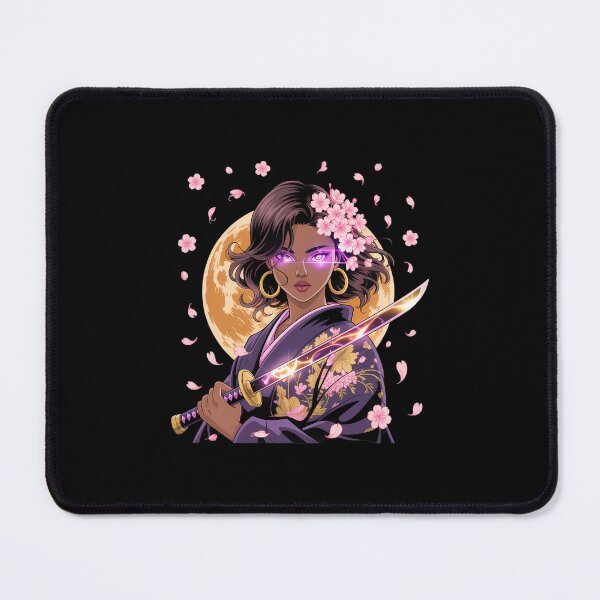 Item preview, Black Woman Japanese Anime Samurai Girl Black Cat designed and sold by SapfireStuArt.