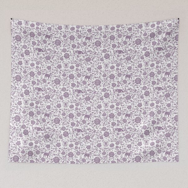 Item preview, British Bulldog & Rose Pattern | Floral Dog Silhouette Design in Lavender designed and sold by WildLakePatterns.