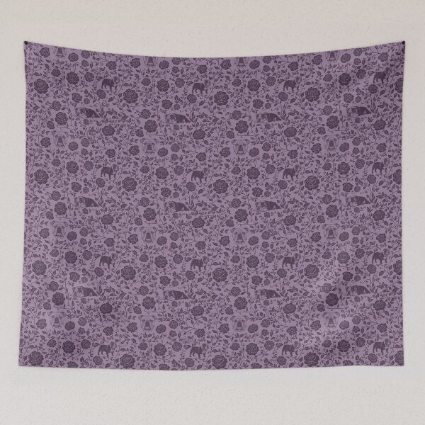 Item preview, British Bulldog & Rose Pattern | Floral Dog Silhouette Design in Purple designed and sold by WildLakePatterns.
