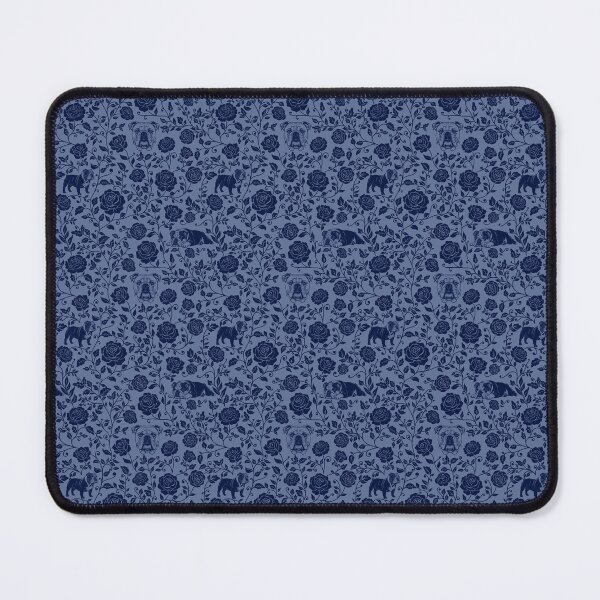 Item preview, British Bulldog & Rose Pattern | Floral Dog Silhouette Design in Blue designed and sold by WildLakePatterns.