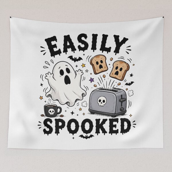 Item preview, Easily Spooked Ghost Toaster Halloween Art designed and sold by InkNovaLab.
