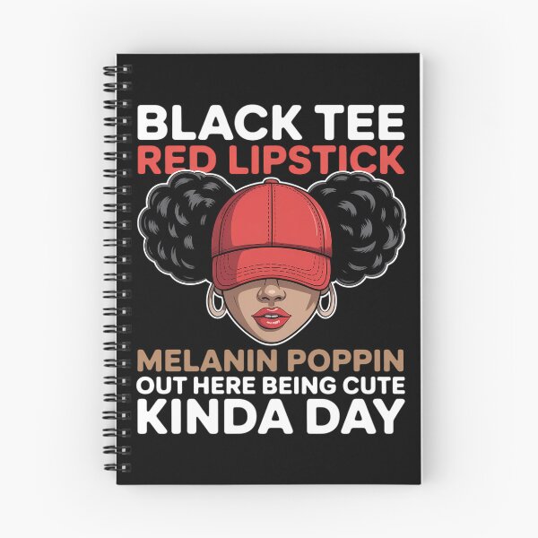 Item preview, Black Tee Red Lipstick Melanin Poppin Out Here Being Cute designed and sold by SapfireStuArt.