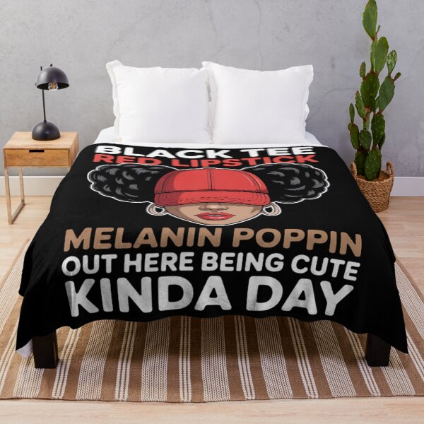 Item preview, Black Tee Red Lipstick Melanin Poppin Out Here Being Cute designed and sold by SapfireStuArt.