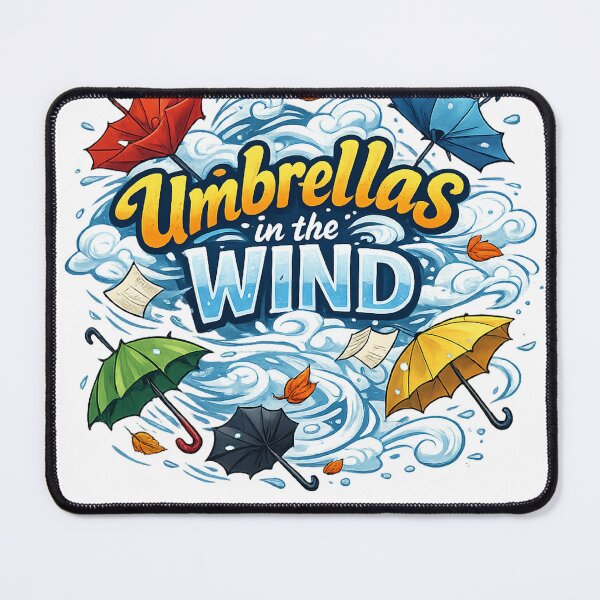 Item preview, Umbrellas in the Wind Funny Weather Design – Chaotic Rainstorm Humour Artwork designed and sold by GarnerSupplyCo.
