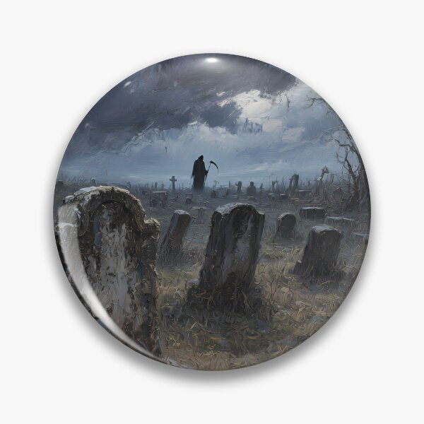 Artikelvorschau, Der Sensenmann auf einem Spukfriedhof – Düsterer Fantasy-Gothic-Friedhof-Kunstdruck entworfen und verkauft von cr6zym1nd.