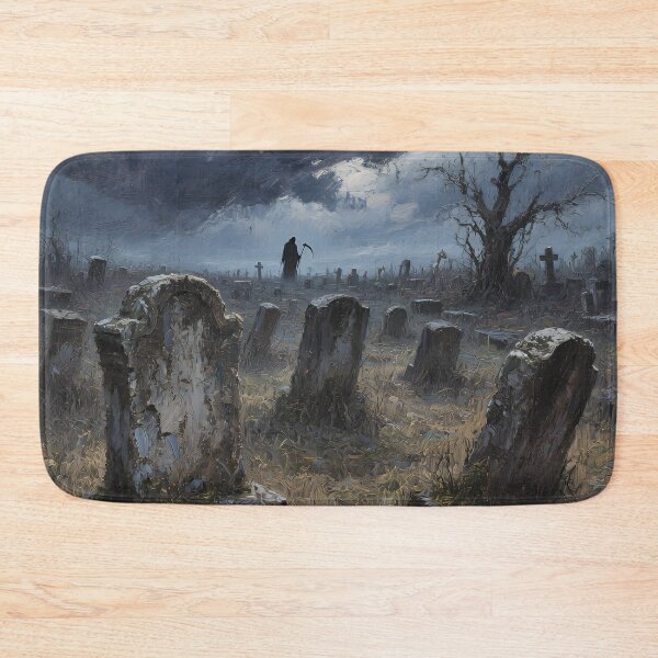 Item preview, Grim Reaper in Haunted Cemetery – Dark Fantasy Gothic Graveyard Art Print designed and sold by cr6zym1nd.