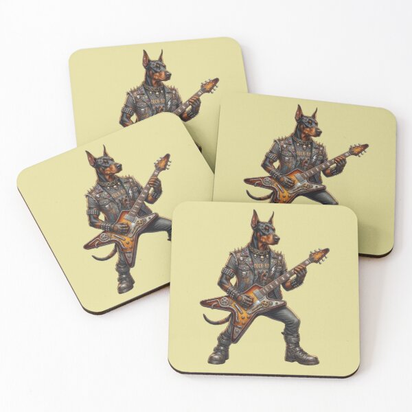 Item preview, Doberman Rock Star – Punk Guitar Dog Art designed and sold by Dogandesighn.