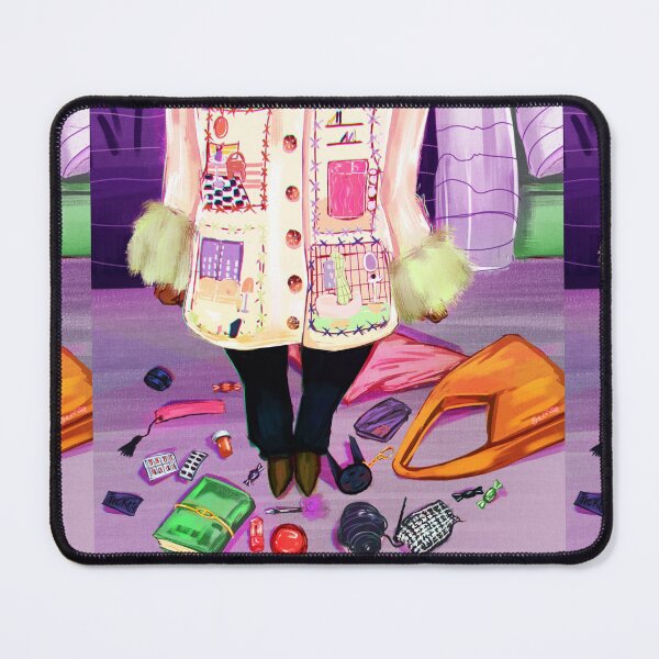Item preview, whats in my bag (retro style art, coloful art, purple art, lirika matoshi inspired illustration cool girl decor) designed and sold by gemrosedraws.