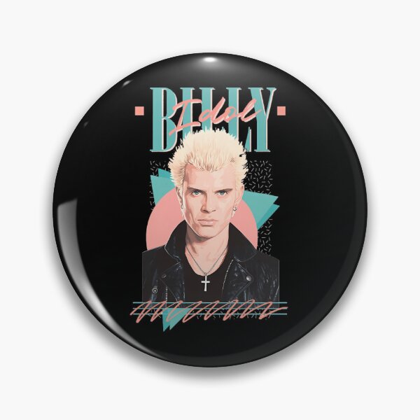 Artikelvorschau, Billy Idol 80er-Jahre-Porträt mit Neon-Memphis-Style-Vibes entworfen und verkauft von kogshop.