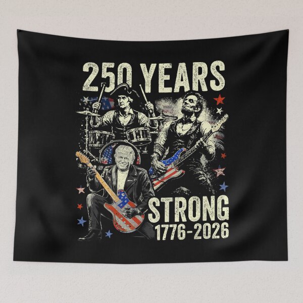 Item preview, 250 Years Strong 1776-2026 Trump Abraham-Lincoln-Playing-Guitar designed and sold by schoolofbullies.