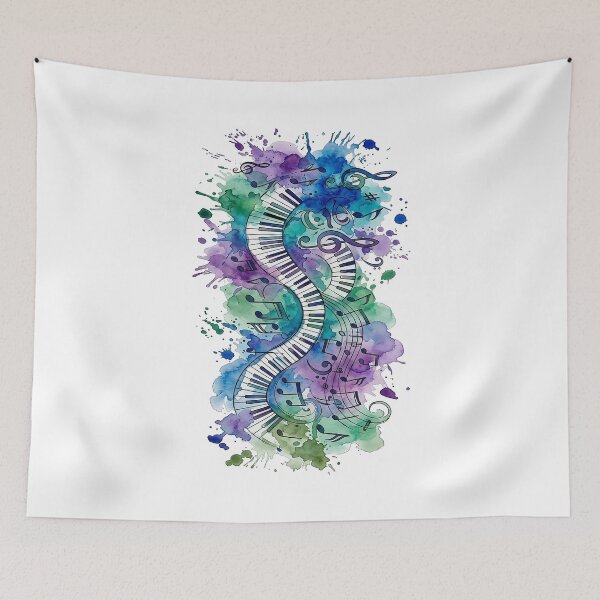 Item preview, Abstract Watercolor Piano Melodies - Vibrant Musical Art designed and sold by Style-InkPulse.