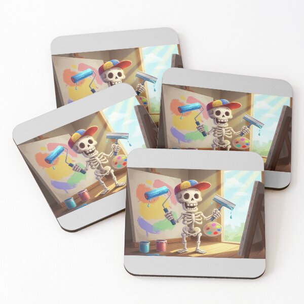 Item preview, Creative Skeleton Artist – Painting Studio Sticker Design designed and sold by Yasmine Mohammed.