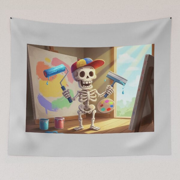 Item preview, Creative Skeleton Artist – Painting Studio Sticker Design designed and sold by Yasmine Mohammed.