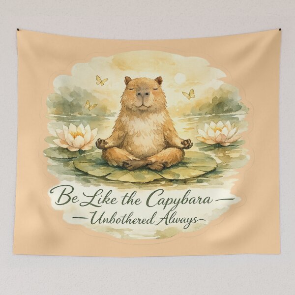Item preview, Be Like the Capybara Zen Meditation Art – Peaceful Watercolor Lotus Design | Mindfulness Gift designed and sold by irfanshikh.