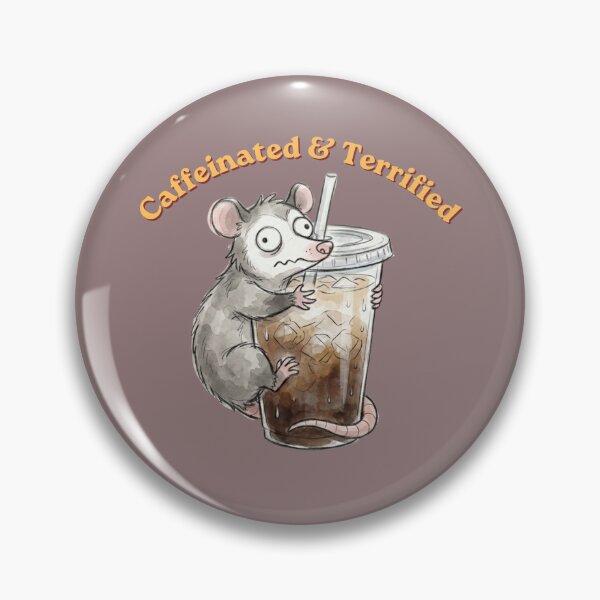Item preview, Cute Anxious Opossum with Iced Coffee - Pockets the Trash Animal designed and sold by ThreadLore.