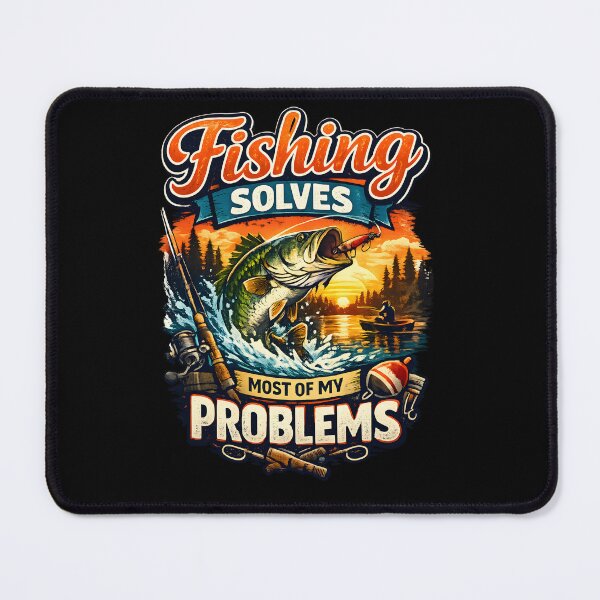 Item preview, Fishing Solves Most of My Problems | Funny Vintage Fishing Design designed and sold by KittyPawMeow.