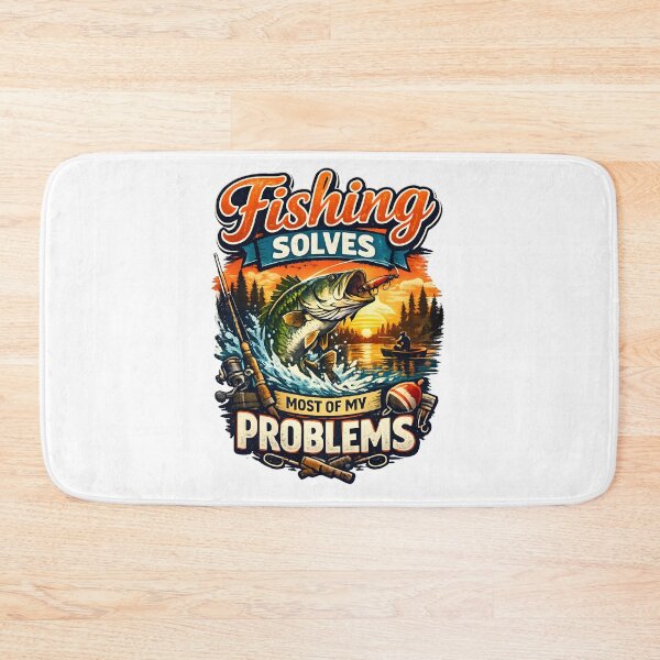 Item preview, Fishing Solves Most of My Problems | Funny Vintage Fishing Design designed and sold by KittyPawMeow.