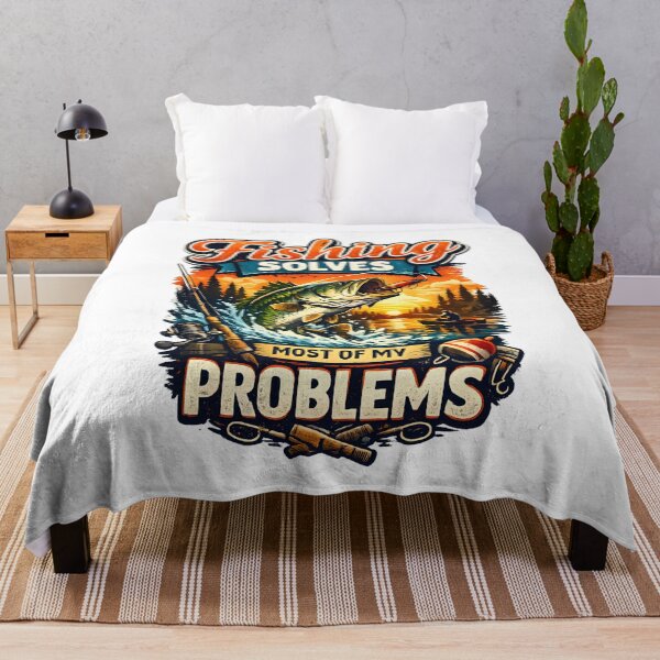 Item preview, Fishing Solves Most of My Problems | Funny Vintage Fishing Design designed and sold by KittyPawMeow.
