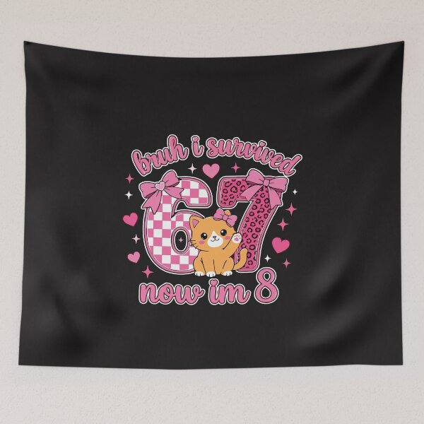 Item preview, Bruh I Survived 6 7 Now Im 8 Cute Cat Birthday Girl  designed and sold by kiralynstration.