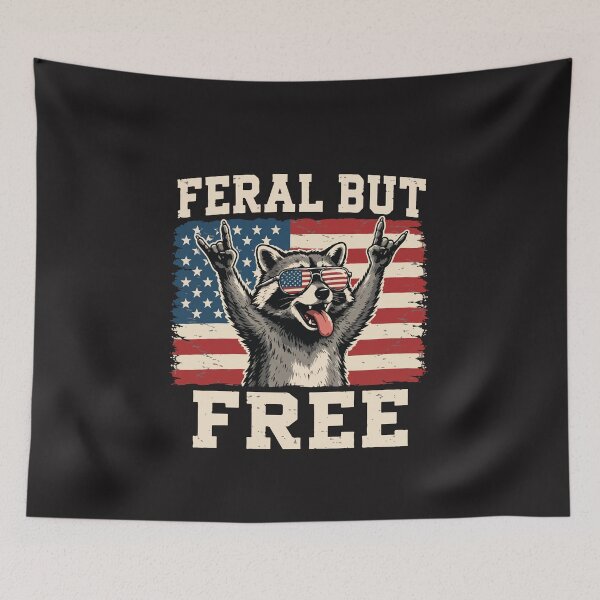 Item preview, Feral But Free Funny Raccoon Patriotic 4th Of July Retro designed and sold by kiralynstration.