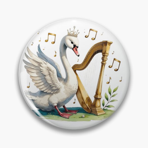 Item preview, Elegant Swan Princess Playing Harp Musical Instrument Art designed and sold by AQUILAKREO.