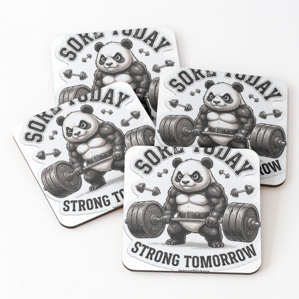 Aperçu de l'œuvre Salle de sport Strong Panda - Courbatures aujourd'hui, forces demain créée et vendue par JeevanStickers.