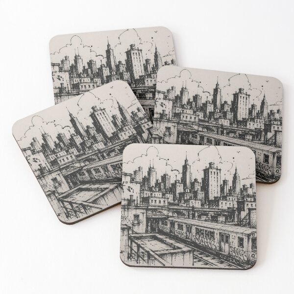 Item preview, Urban Graffiti Cityscape Black Ink Street Sketch designed and sold by DrizzyV.