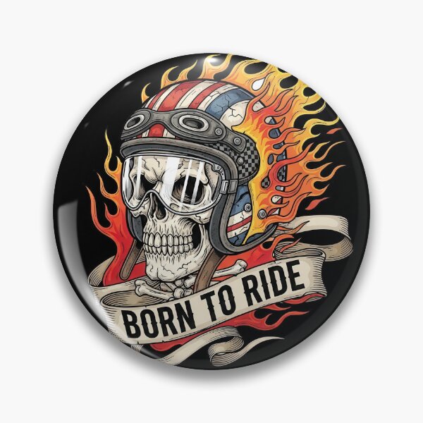 Item preview, Born to Ride Flaming Biker Skull designed and sold by nuel-art.