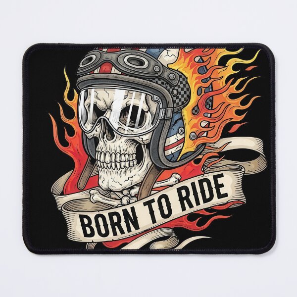 Item preview, Born to Ride Flaming Biker Skull designed and sold by nuel-art.