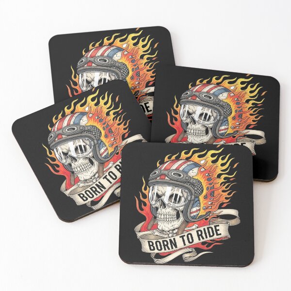 Item preview, Born to Ride Flaming Biker Skull designed and sold by nuel-art.