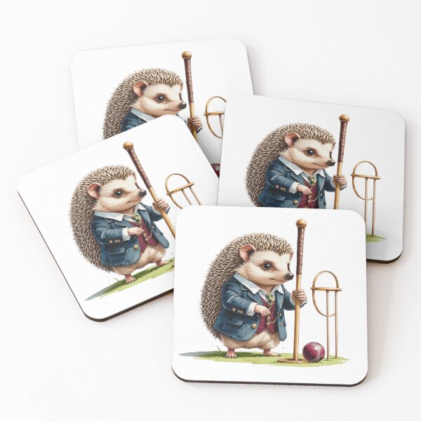 Item preview, Cute Hedgehog Playing Croquet Vintage Gentleman Sport Art designed and sold by AQUILAKREO.