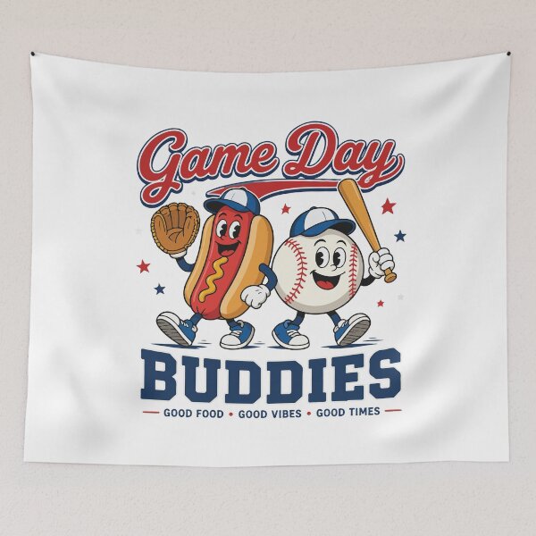 Item preview, Game Day Besties Funny Baseball Hotdog Retro Sports designed and sold by kiralynstration.