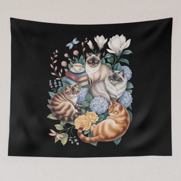 Item preview, Bella + Canvas Cottagecore Cats and Books Floral Cat and Book Lover designed and sold by TrinaEspinoza.