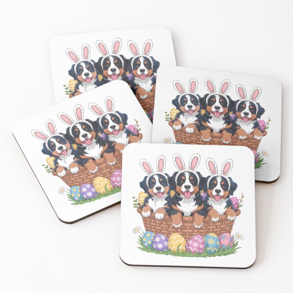 Item preview, Bernese Moutain Bunny Basket Egg Easter Day designed and sold by TrinaEspinoza.