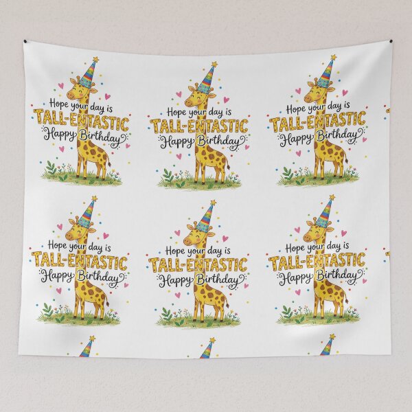 Item preview, Tall-entastic Giraffe Pun Happy Birthday Cute 3D Cartoon Gift designed and sold by LunaPixelStudio.