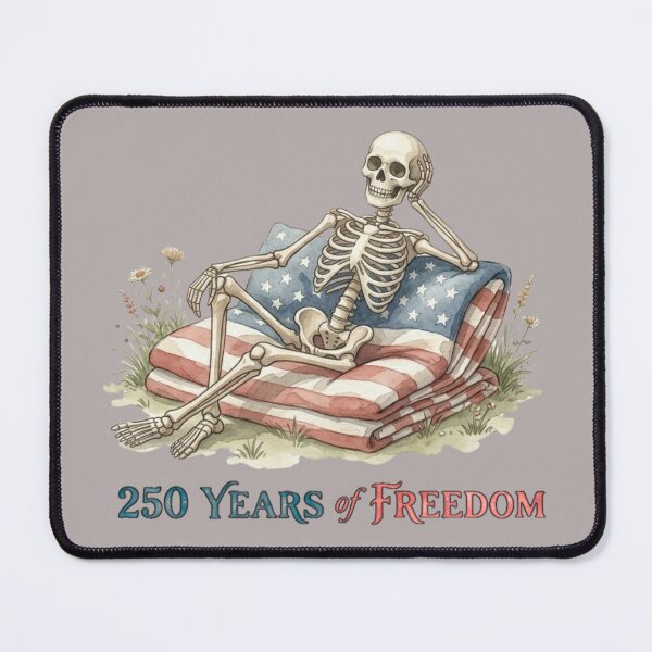 Item preview, Relaxing Skeleton American Flag Design, 250 Years of Freedom Patriotic Skeleton Watercolor Artwork designed and sold by BreezifyDesignStudio.