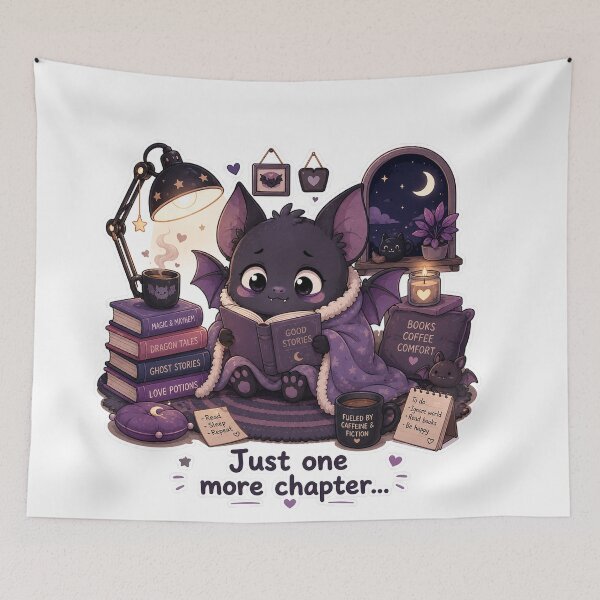 Item preview, Bat Night Reader One More Chapter Cozy Mood designed and sold by Sadia  Jannat.