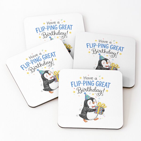 Item preview, Flipping Great Penguin Pun Happy Birthday Cute 3D Cartoon Gift designed and sold by LunaPixelStudio.