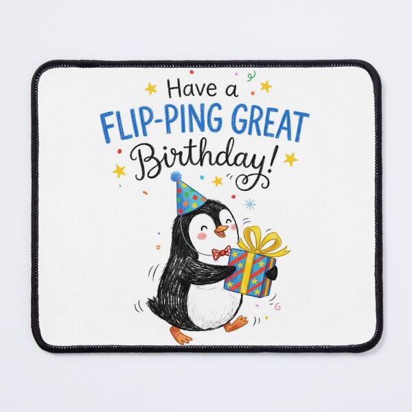 Item preview, Flipping Great Penguin Pun Happy Birthday Cute 3D Cartoon Gift designed and sold by LunaPixelStudio.