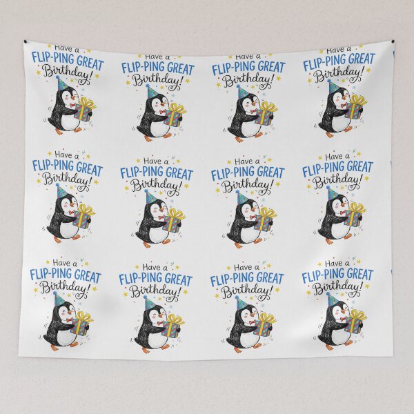 Item preview, Flipping Great Penguin Pun Happy Birthday Cute 3D Cartoon Gift designed and sold by LunaPixelStudio.