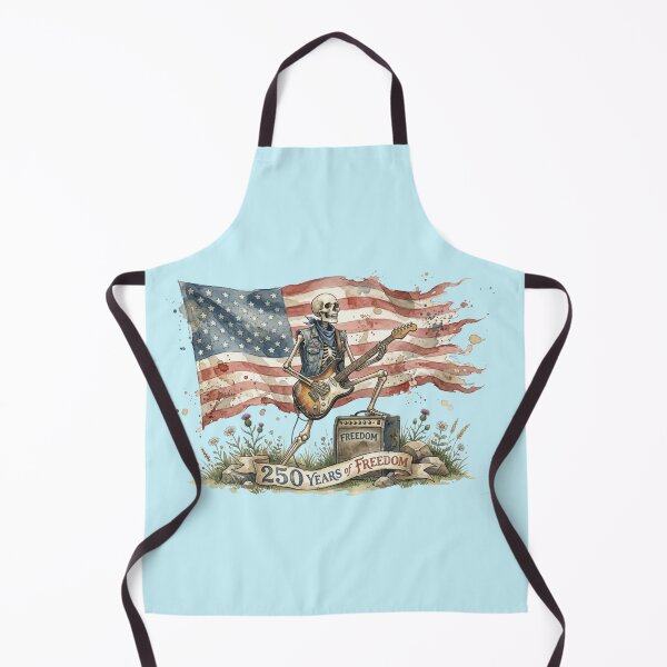 Item preview, Rockstar Skeleton USA Flag Design, 250 Years of Freedom Guitar Skeleton Patriotic Watercolor PNG designed and sold by BreezifyDesignStudio.