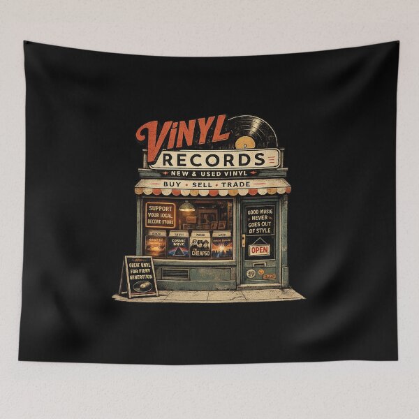 Item preview, Vintage Vinyl Records Store Retro Music Lover Design designed and sold by TheClockOutClub.